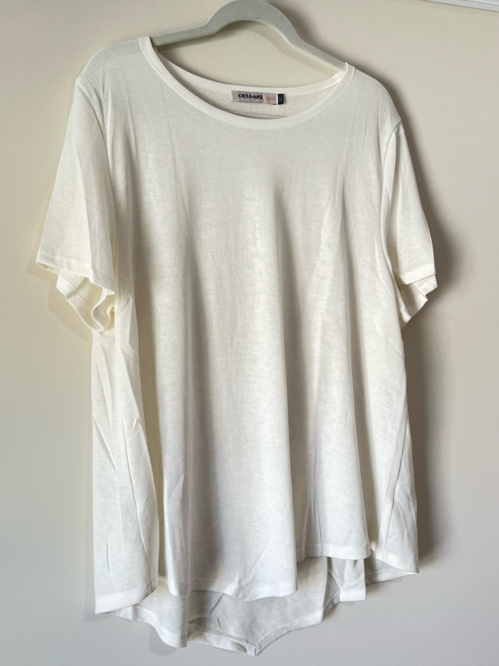 Origami Ivory Cotton Crewneck Short Sleeve Tee - White - Picture 3 of 5